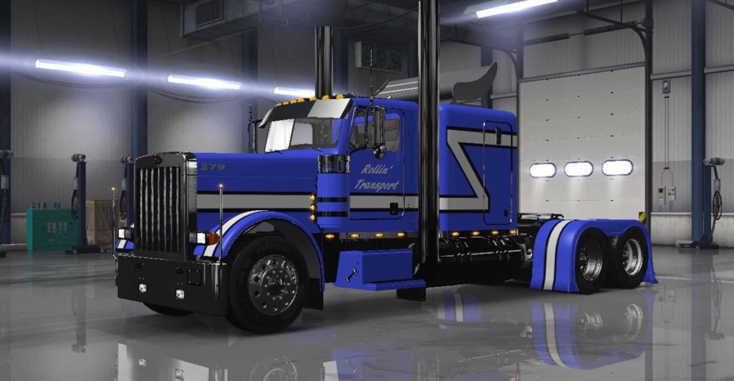 Peterbilt 379 Blue Rollin’ Transport Skin v 1.0 Mod - American Truck ...